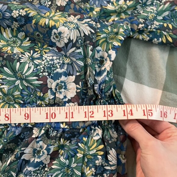 Homemade Floral Midi Dress Womens Cottagecore Prairie Tiered Blue Hyacinth - Picture 6 of 8